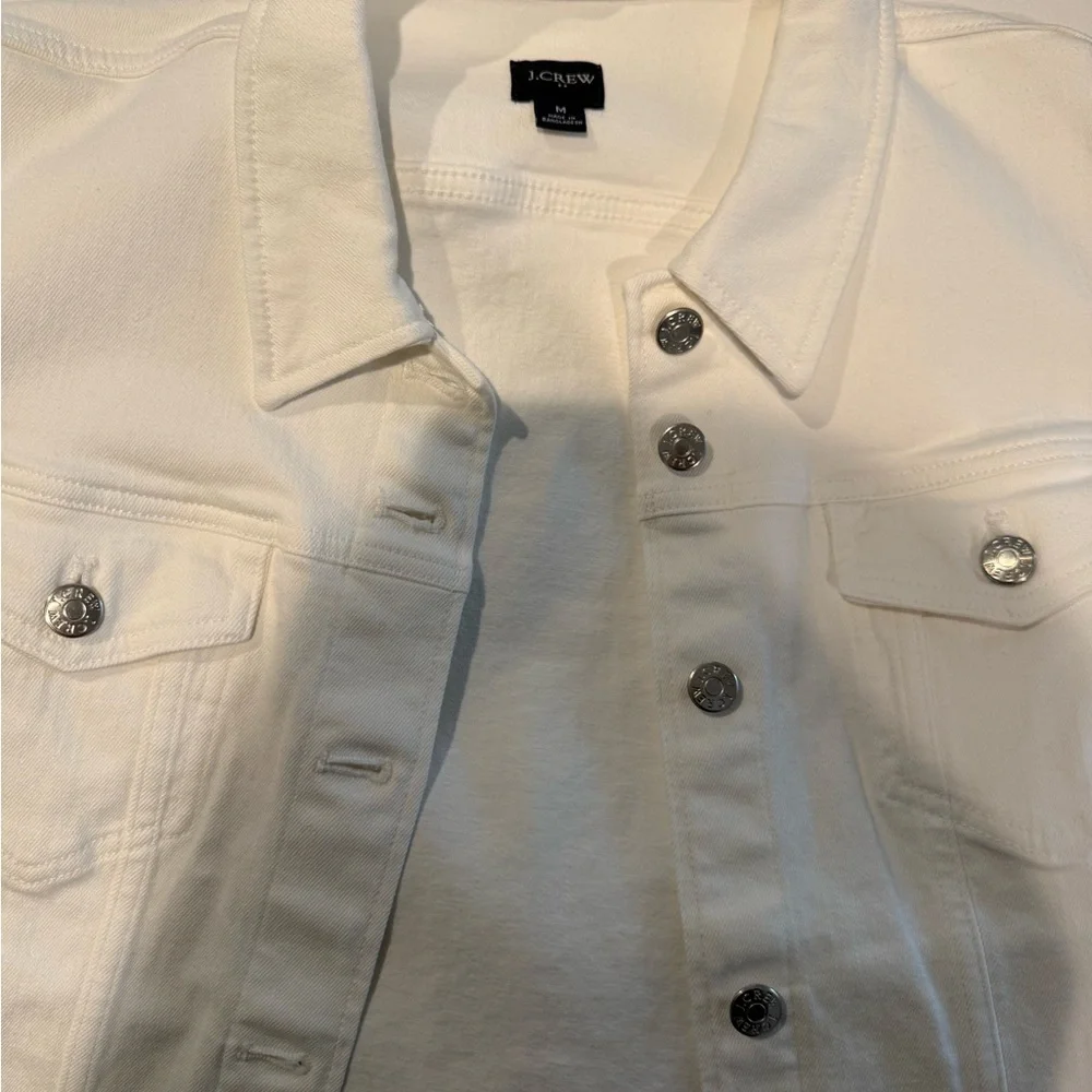 Jcrew Women's White Denim Jacket Size M - Picture 2 of 5